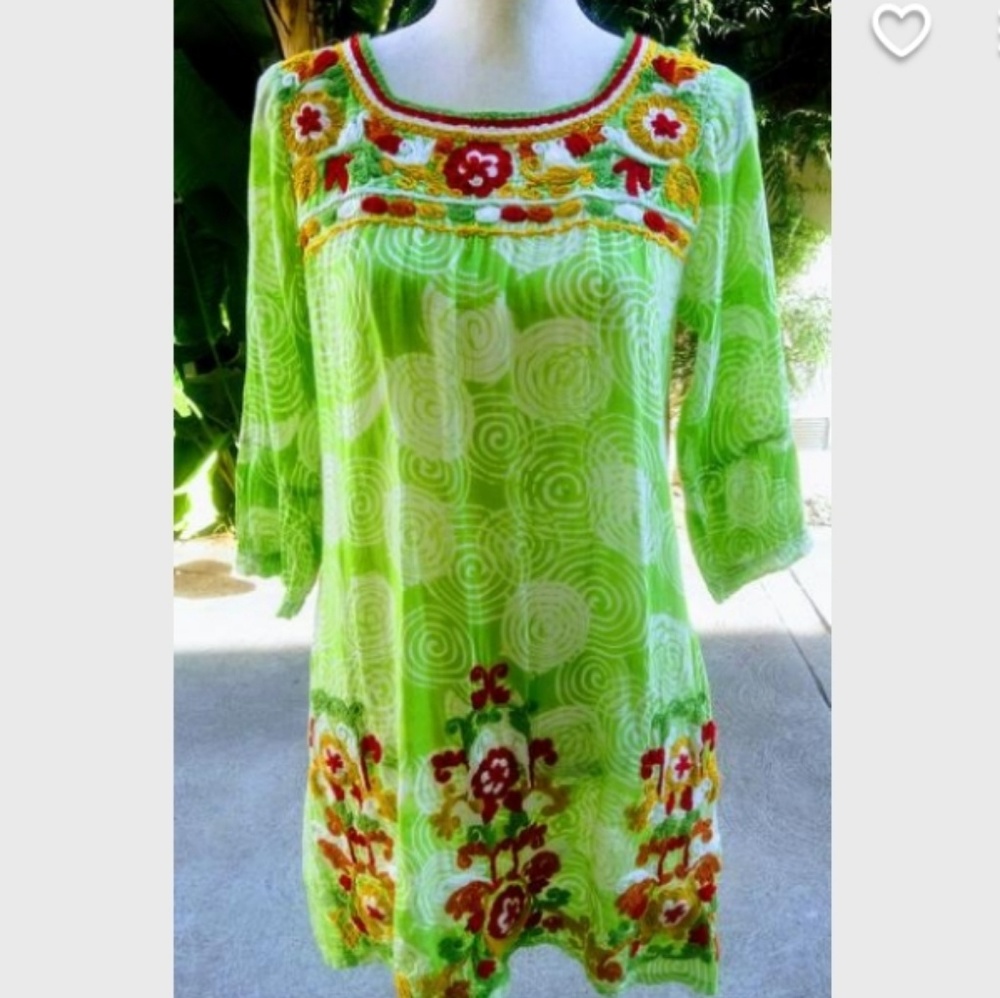 Vintage Indian babydoll dress with heavy embroider
